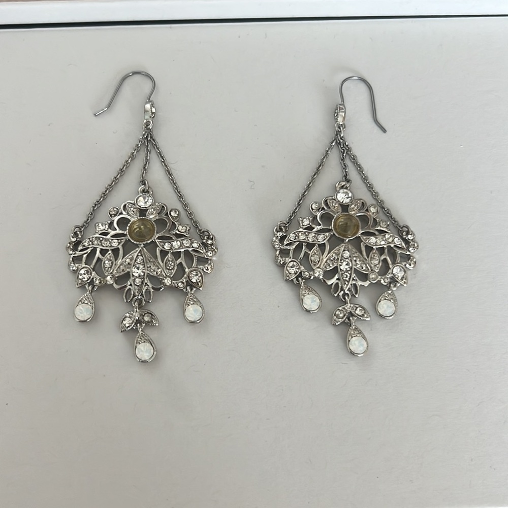 BaubleBar Silver Crystal Chandelier Drop Earrings